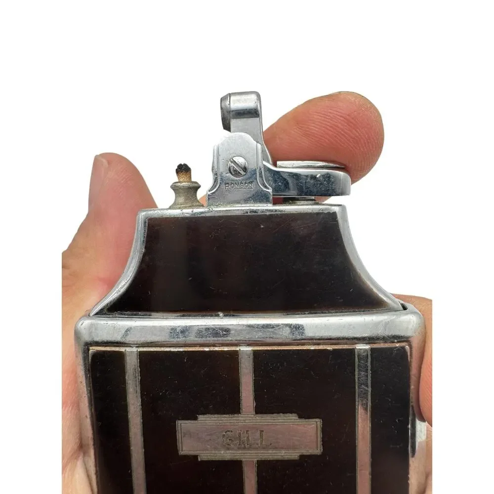 Vintage Ronson Art Deco Mastercase Cigarette Case Lighter Mono GILL